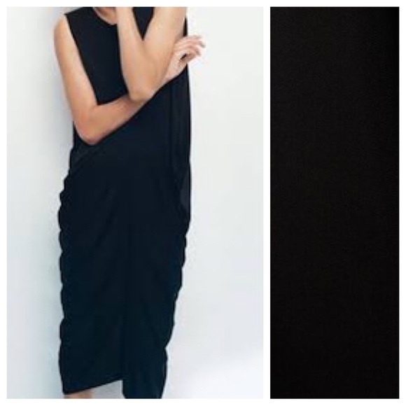 NWT. Zara Black Rolled Midi Dress with Back Deep Neck. Size XS-S. - Picture 2 of 10